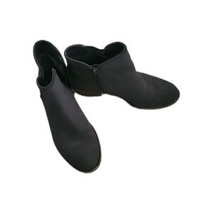 KENSIE Gerona Perferated‎ suede Ankle Boots Black Knit Elastic Pull On Booties